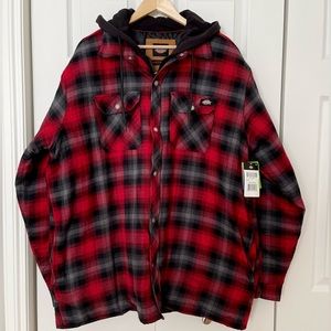 Dickies Hydroshield Flannel Shirt Jacket, Red & black plaid - Men’s XXL